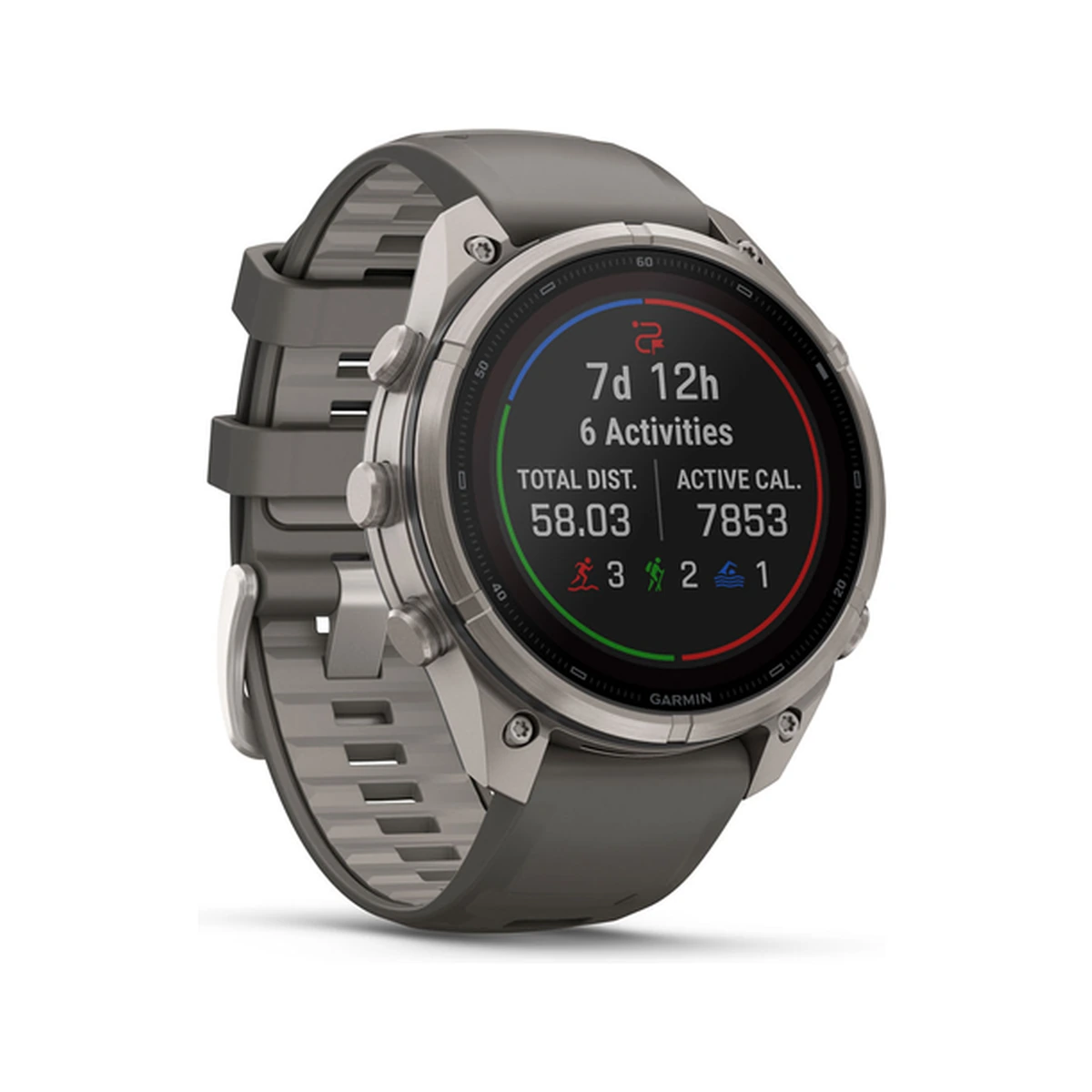 Fenix 9 Pro Solar  Titanium with Pebble Gray/Silver Gray Silicone Band, фото 2