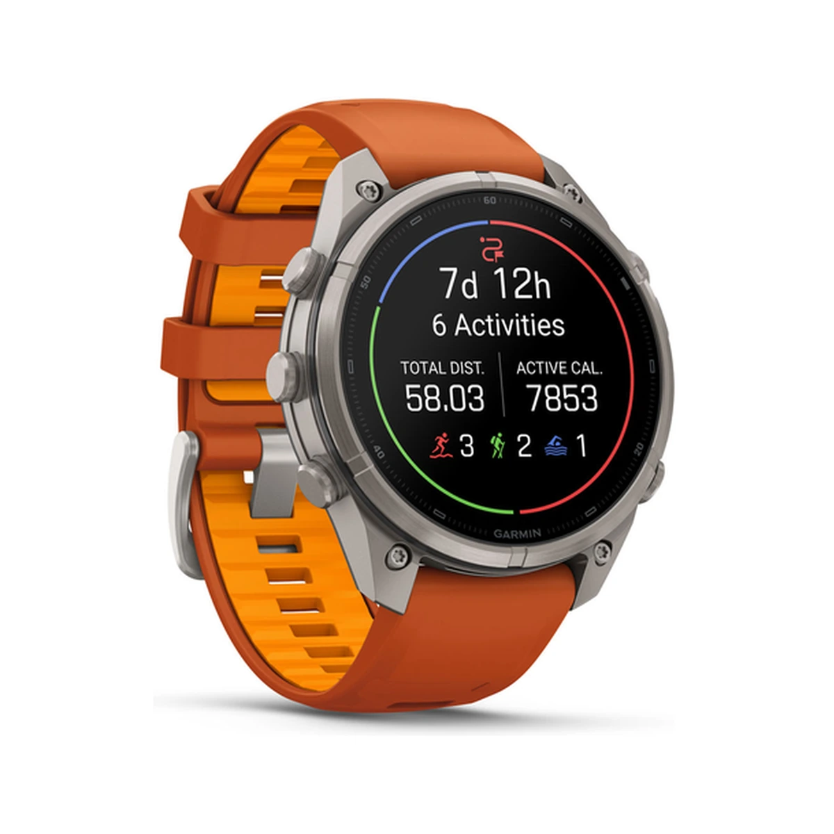 Fenix 9 Pro AMOLED Titanium with Autumn Orange/Spark Orange Silicone Band, фото 2