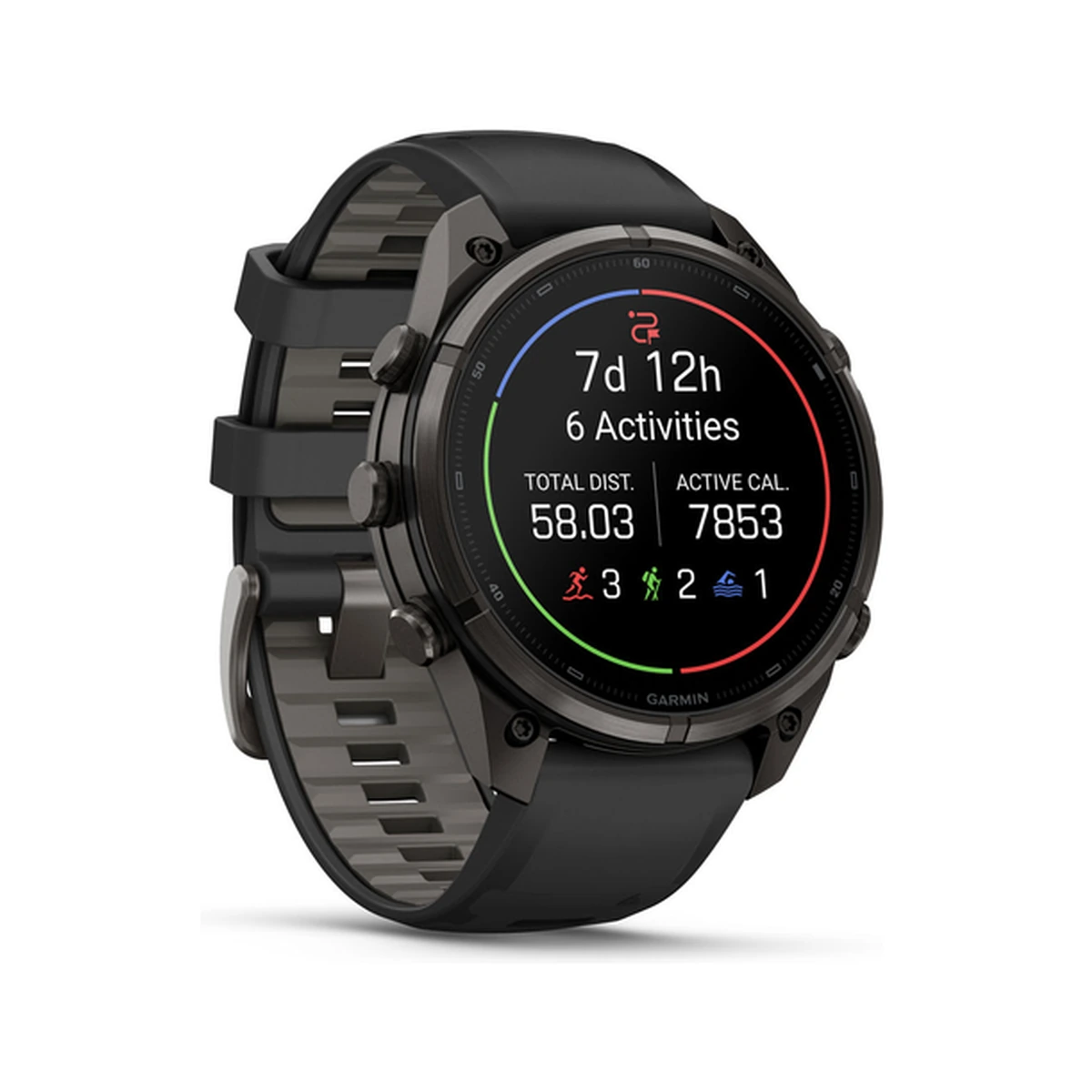 Fenix 9 Pro AMOLED  Carbon Gray DLC Titanium with Black/Pebble Gray Silicone Band, фото 2