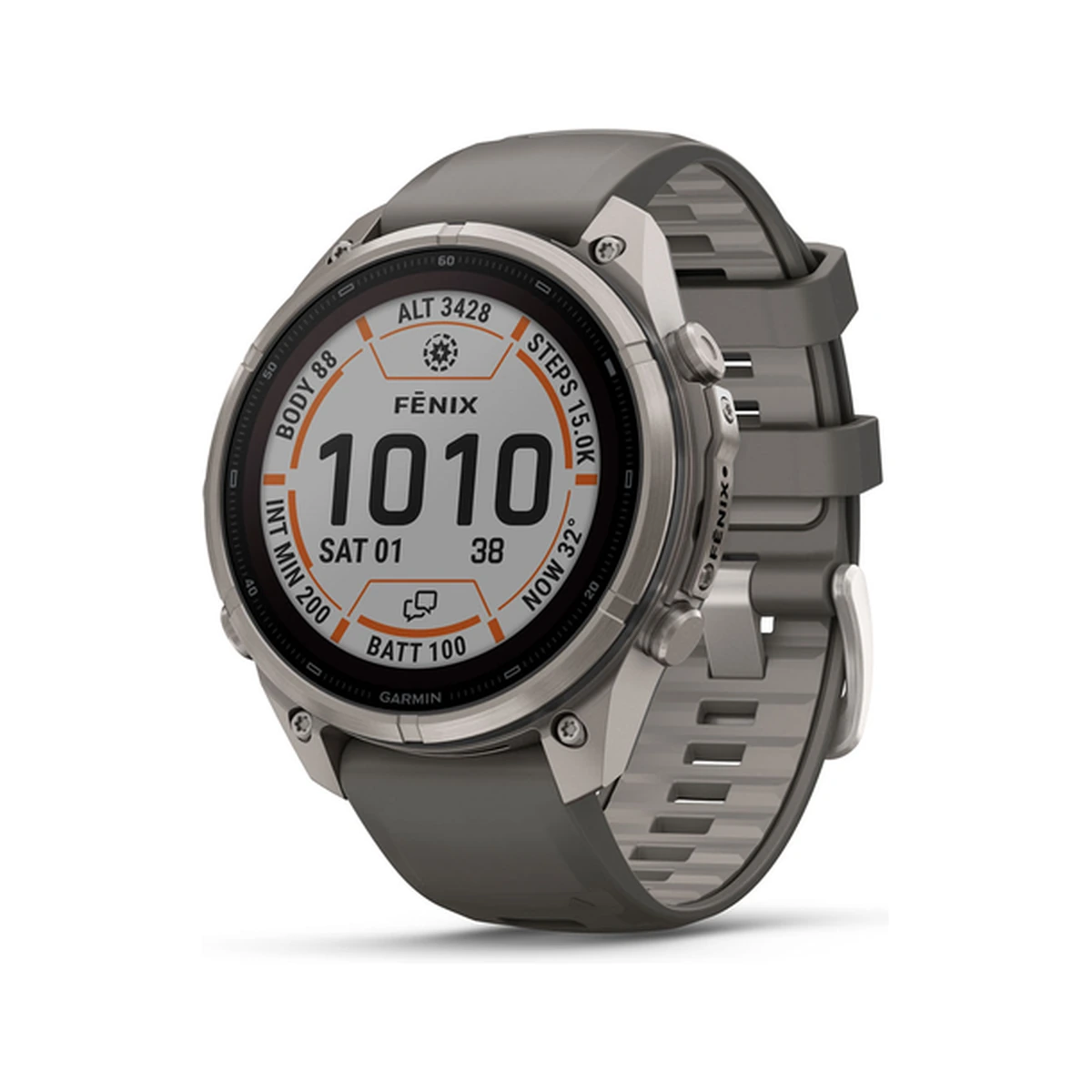 Fenix 9 Pro Solar  Titanium with Pebble Gray/Silver Gray Silicone Band, фото 1