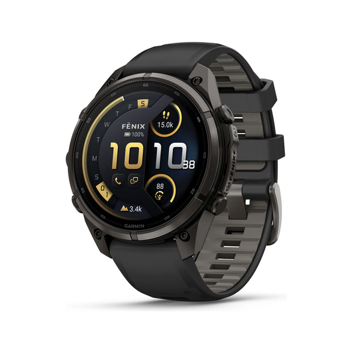Fenix 9 Pro AMOLED  Carbon Gray DLC Titanium with Black/Pebble Gray Silicone Band, фото 1